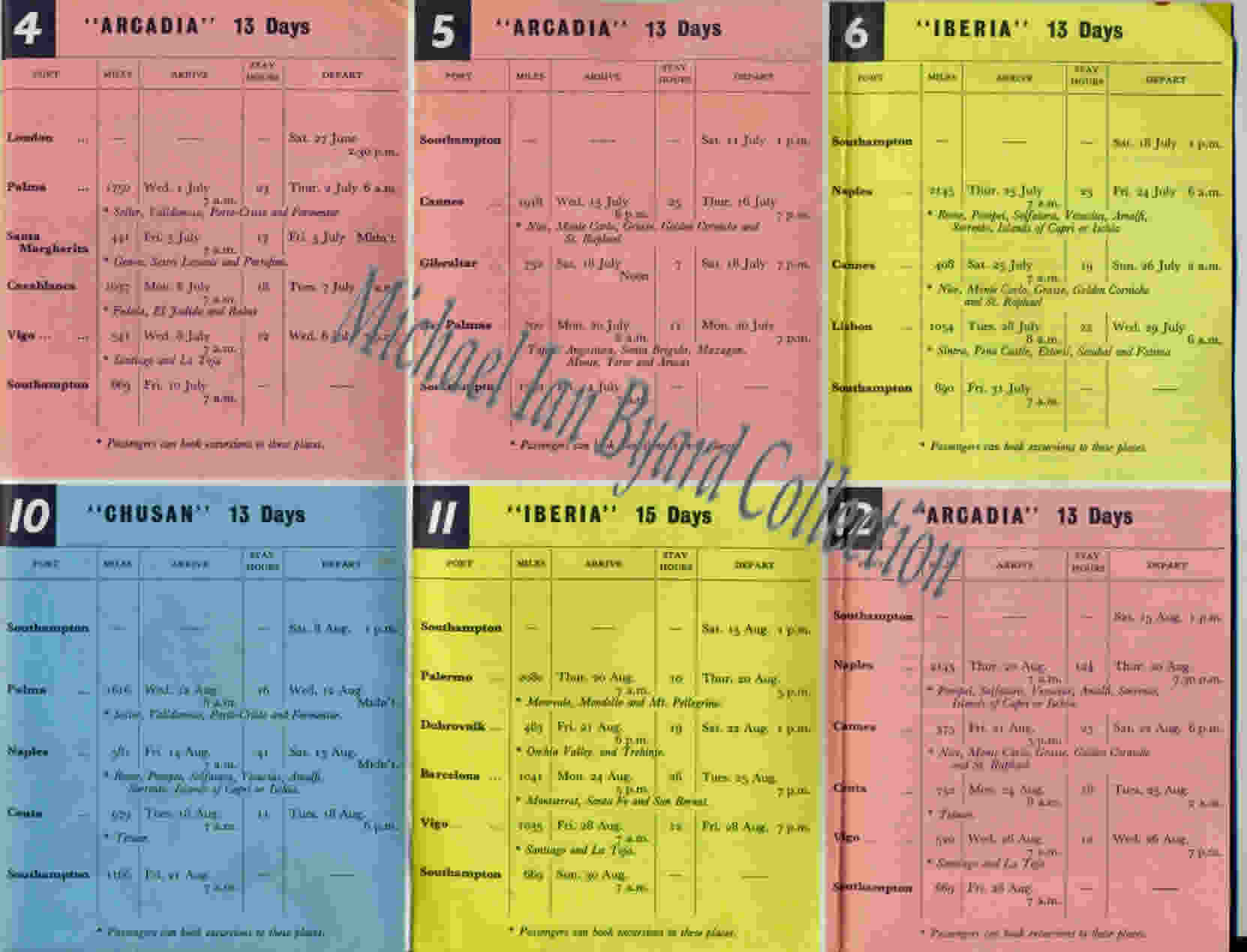 Summer Cruising 1959 Itinerary
